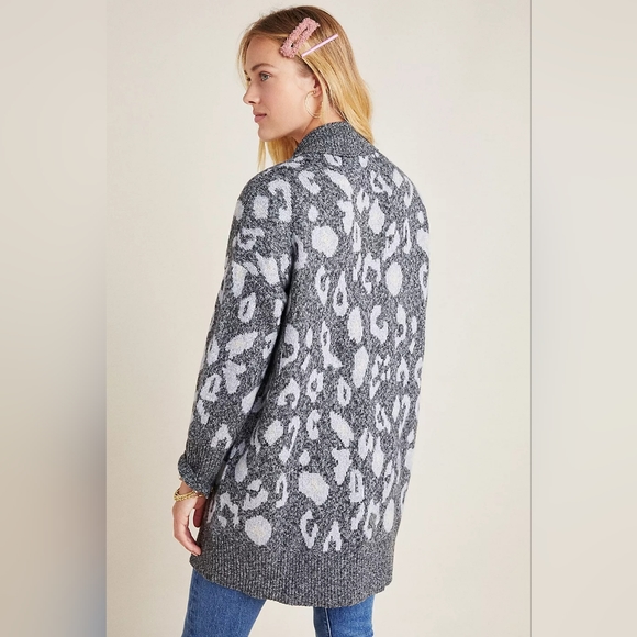 Anthropologie cupcakes & cashmere Molly leopard cardigan Large - Picture 2 of 11